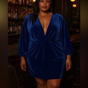 Eloquii Blue Velvet Dress, New with Tags, Plus Size